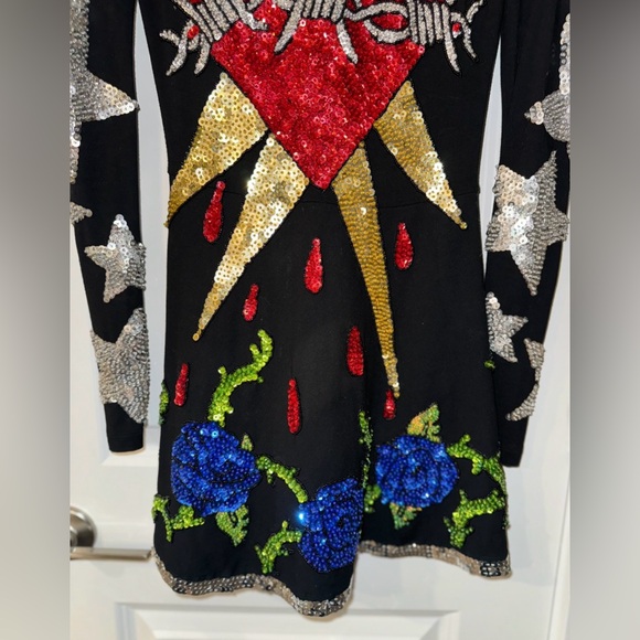 ~SUPER RARE~ DISCOUNT UNIVERSE Bleeding Heart Lover Multicolor Sequin Dress Sz.S - Picture 5 of 9